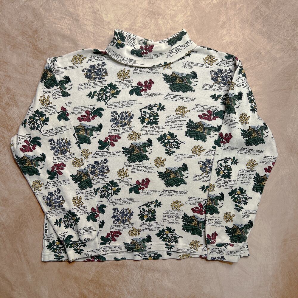 Vintage 90s Partners Mervyns Floral Cottage Print Turtleneck Long Sleeve Shirt